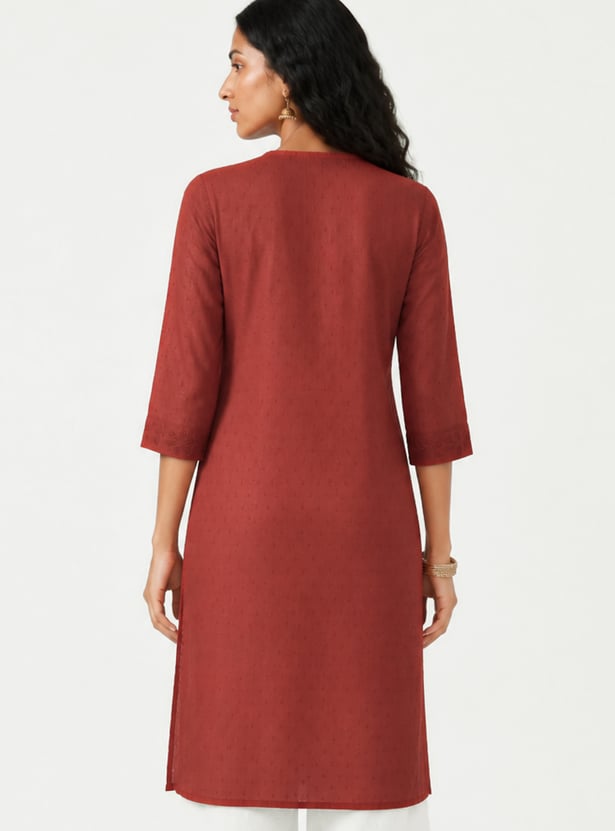 Women Schiffli Straight Kurta