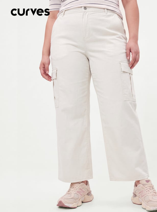 Women High-Rise Cargo Jeans