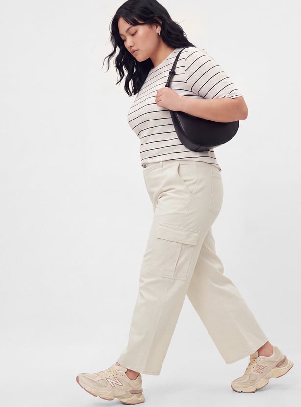Women High-Rise Cargo Jeans