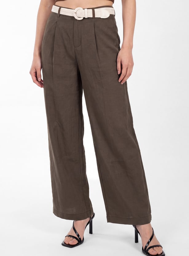 Women Solid Wide-Leg Pants