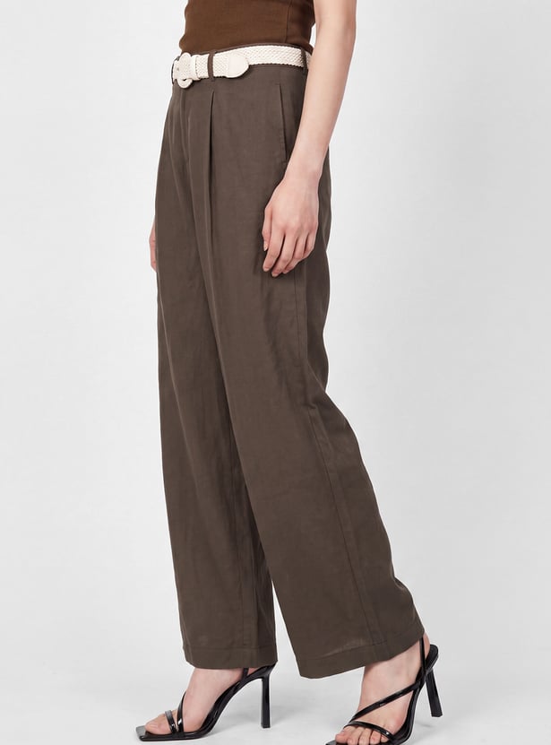 Women Solid Wide-Leg Pants