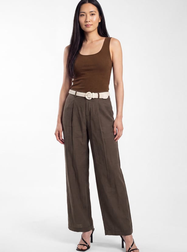 Women Solid Wide-Leg Pants