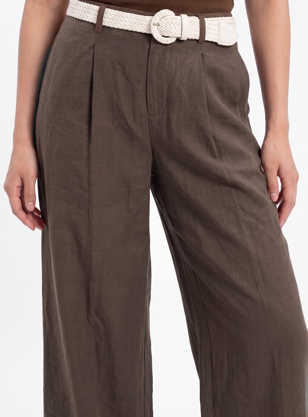 Women Solid Wide-Leg Pants