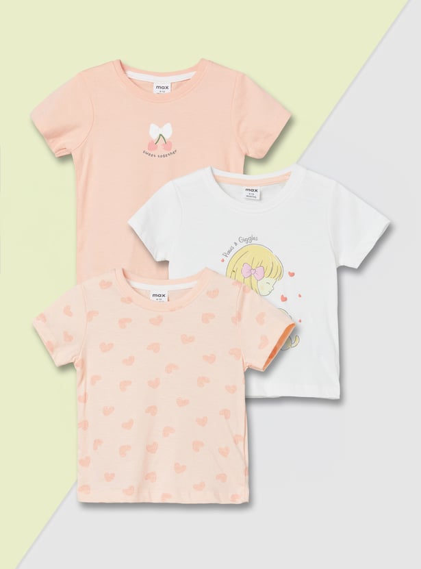 Girls Printed T-shirts - Pack of 3