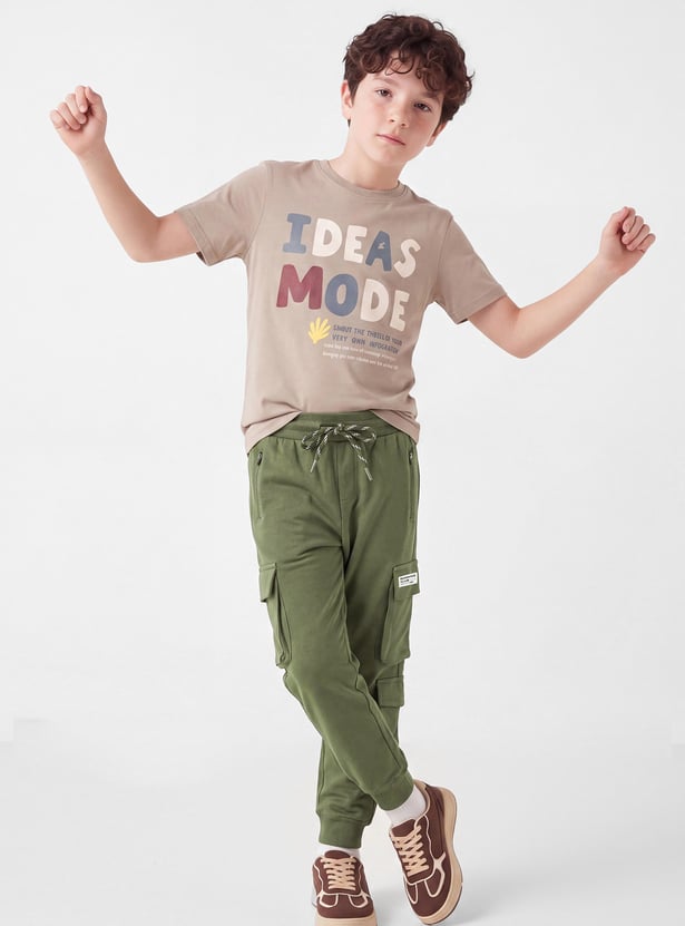 Boys Solid Cargo Joggers
