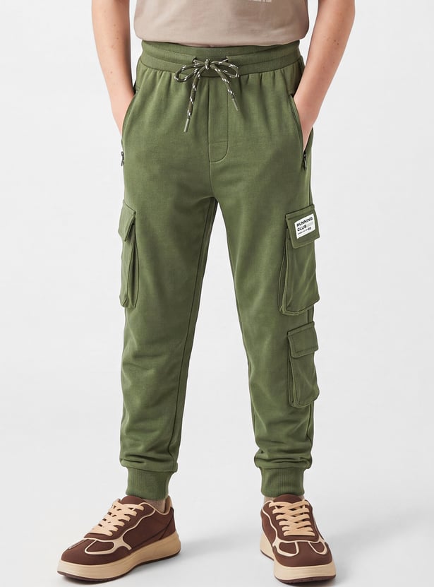 Boys Solid Cargo Joggers