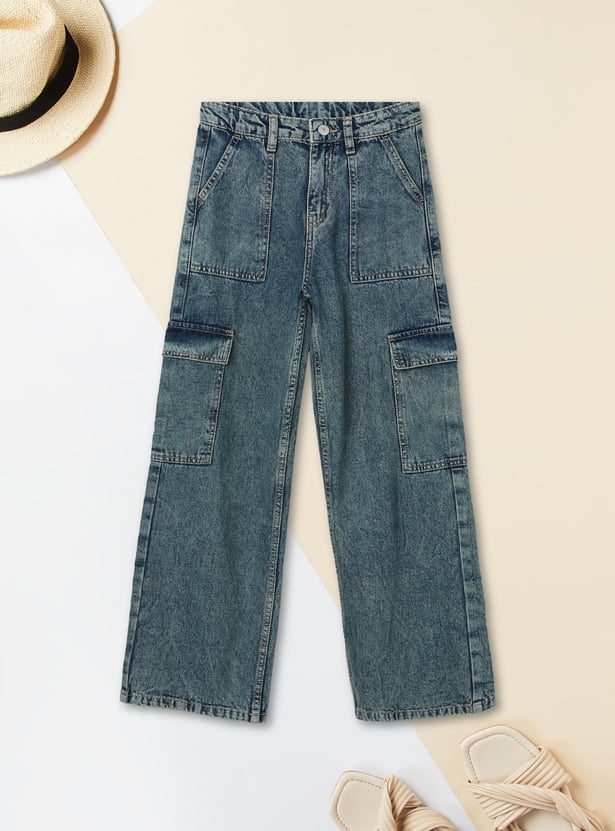 Girls Mid-Rise Cargo Jeans