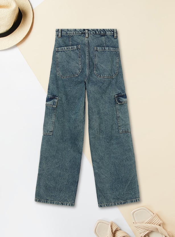 Girls Mid-Rise Cargo Jeans