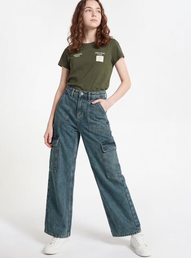 Girls Mid-Rise Cargo Jeans
