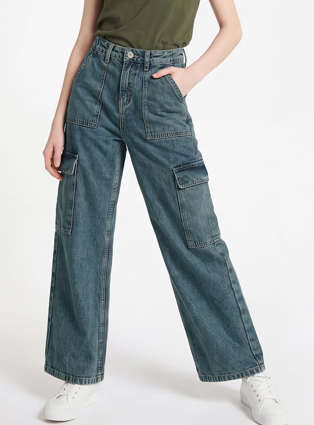 Girls Mid-Rise Cargo Jeans