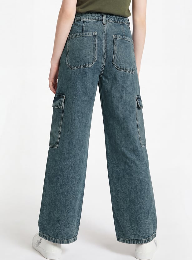 Girls Mid-Rise Cargo Jeans