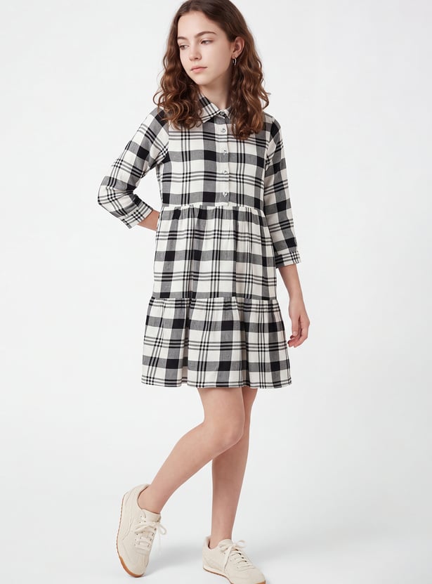 Girls Checked Shirt Dress