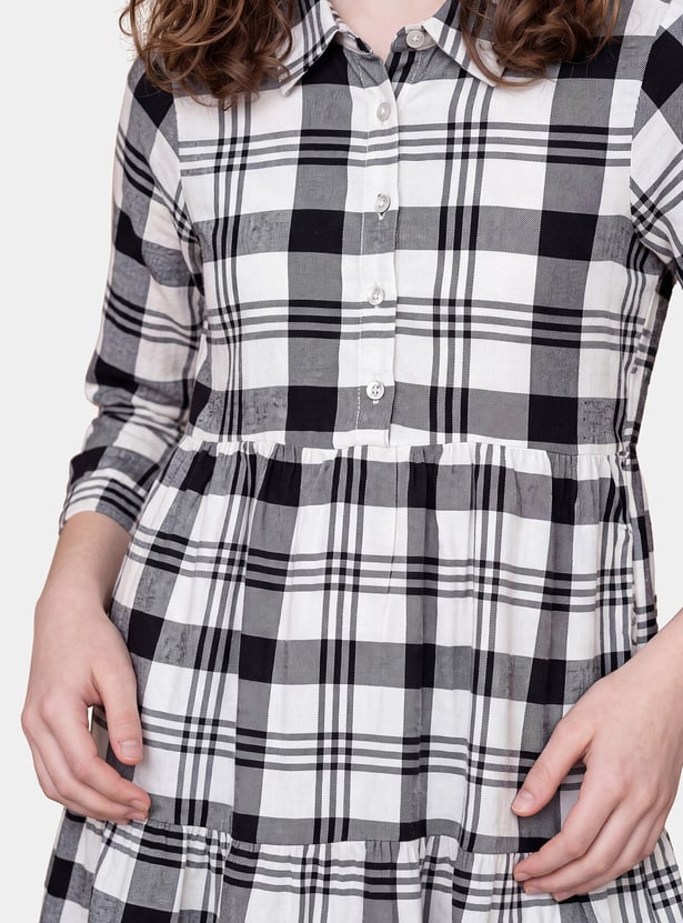 Girls Checked Shirt Dress