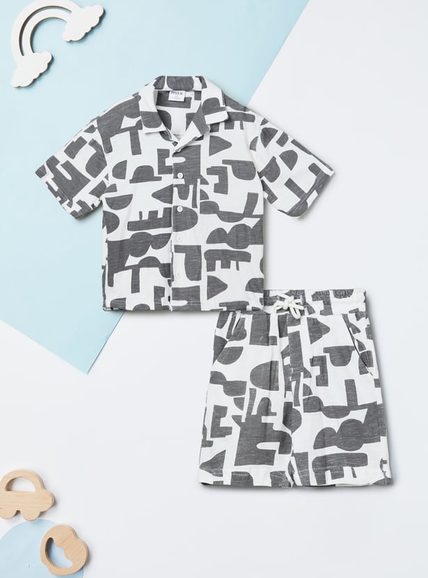 Boys Printed Shirt and Shorts Set
