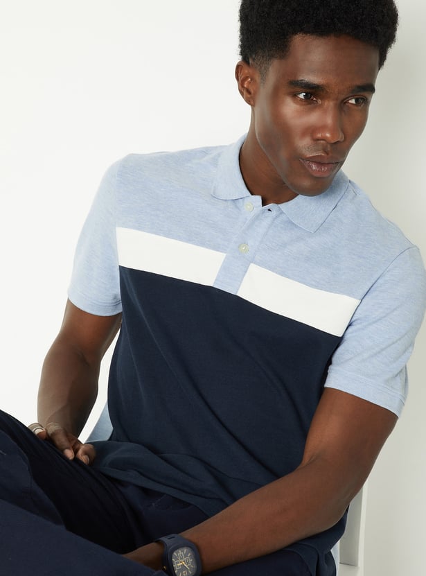 Men Colourblock Regular Fit T-shirt