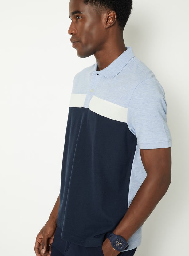 Men Colourblock Regular Fit T-shirt