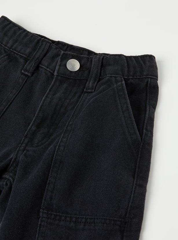 Boys Solid Baggy Fit Jeans
