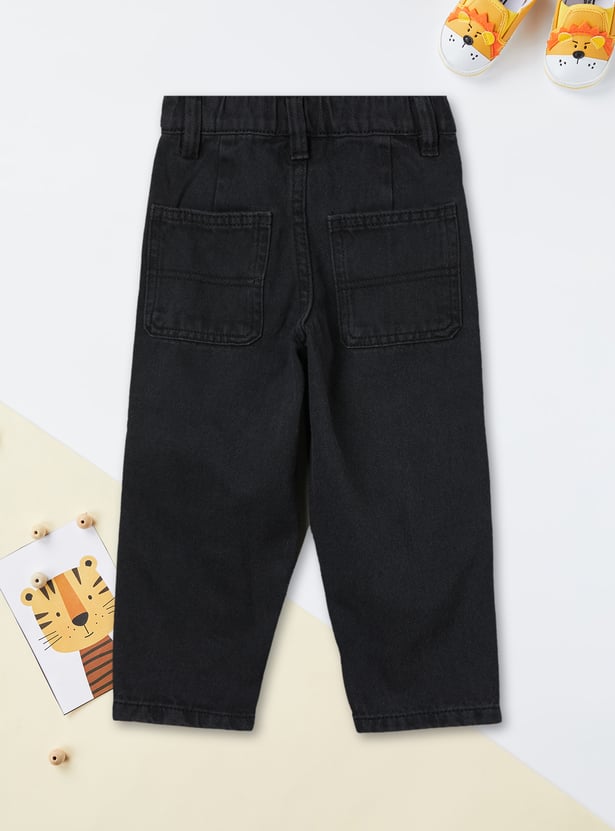 Boys Solid Baggy Fit Jeans