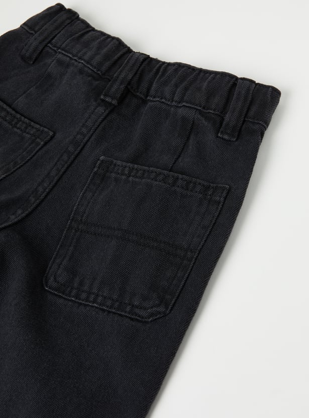 Boys Solid Baggy Fit Jeans