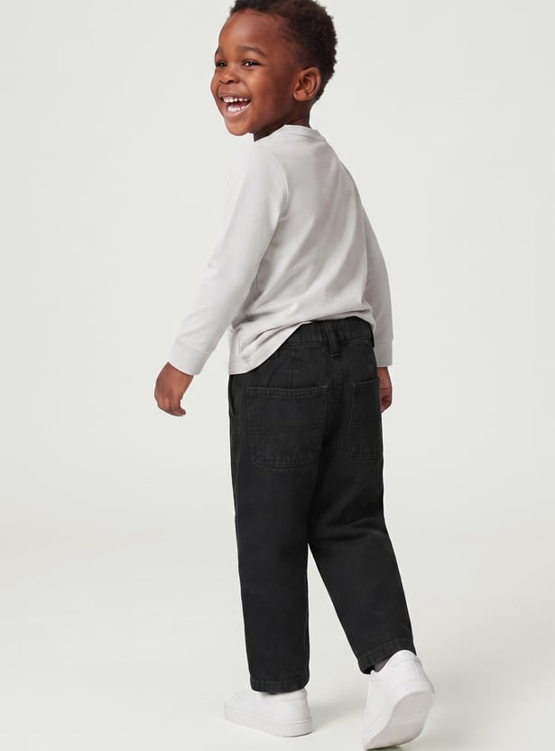 Boys Solid Baggy Fit Jeans