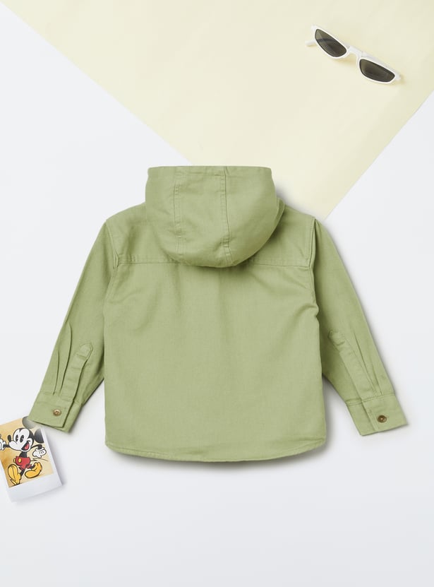 Boys Solid Hooded Shirt