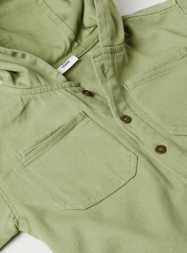 Boys Solid Hooded Shirt