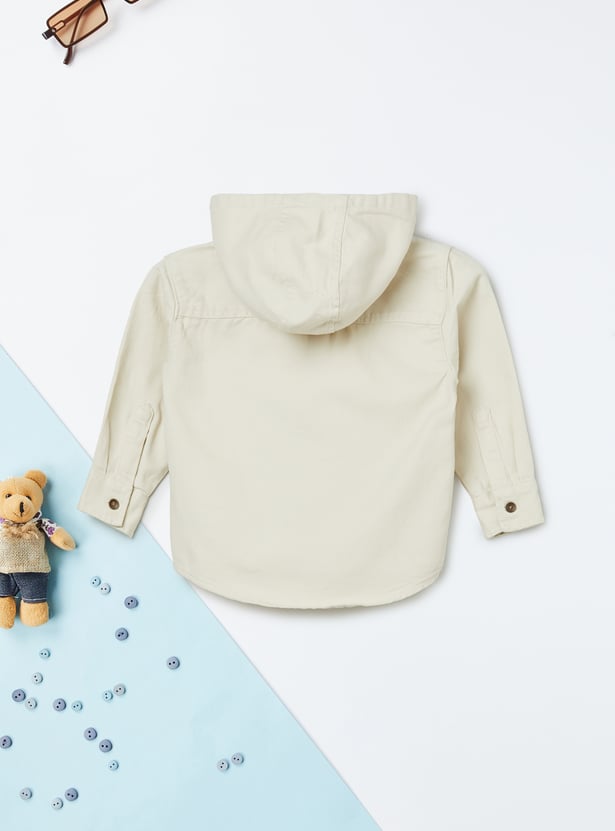Boys Solid Hooded Shirt