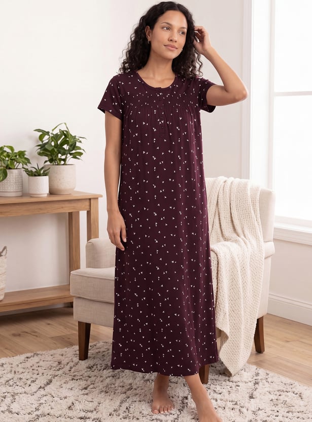 Women Floral Print Nightgown