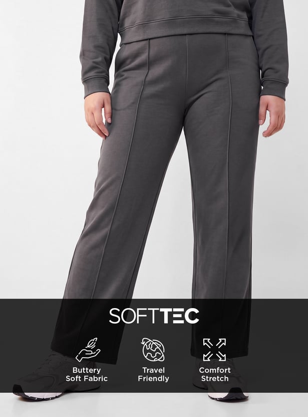 Women Pintuck Wide Leg Sports Track Pants