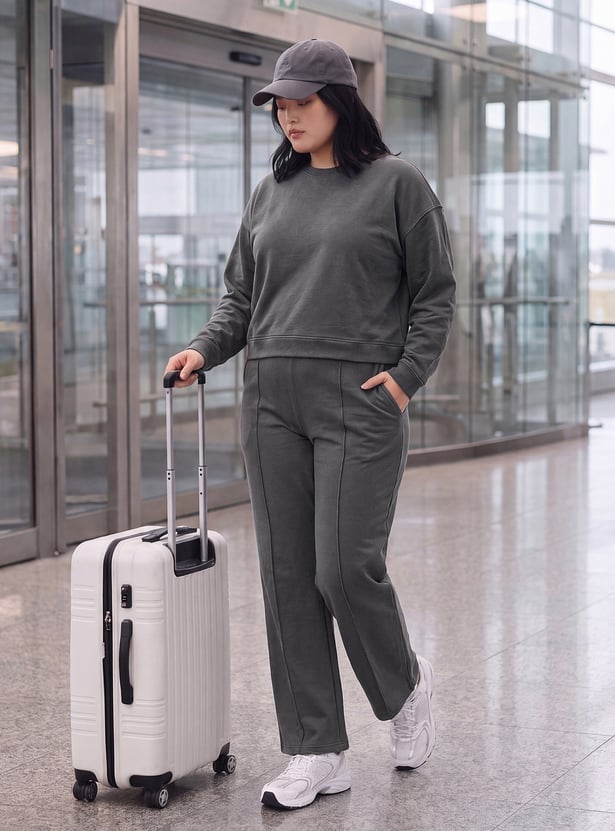 Women Pintuck Wide Leg Sports Track Pants