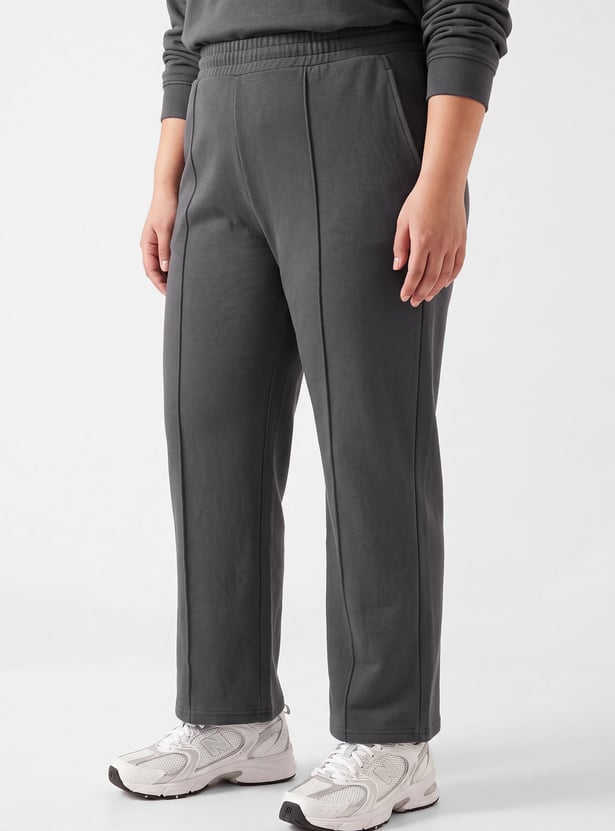Women Pintuck Wide Leg Sports Track Pants