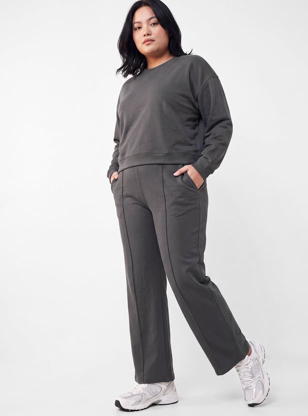 Women Pintuck Wide Leg Sports Track Pants
