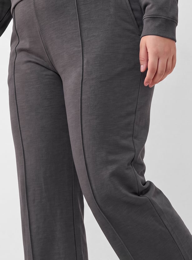 Women Pintuck Wide Leg Sports Track Pants