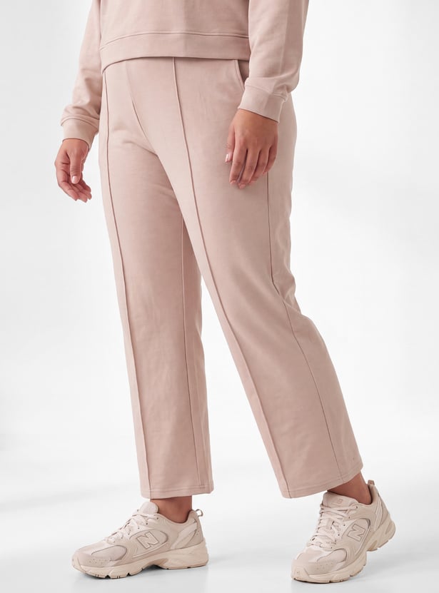 Women Pintuck Wide Leg Sports Track Pants