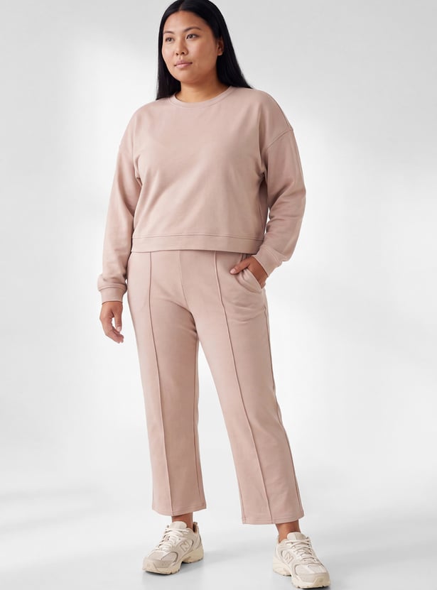 Women Pintuck Wide Leg Sports Track Pants