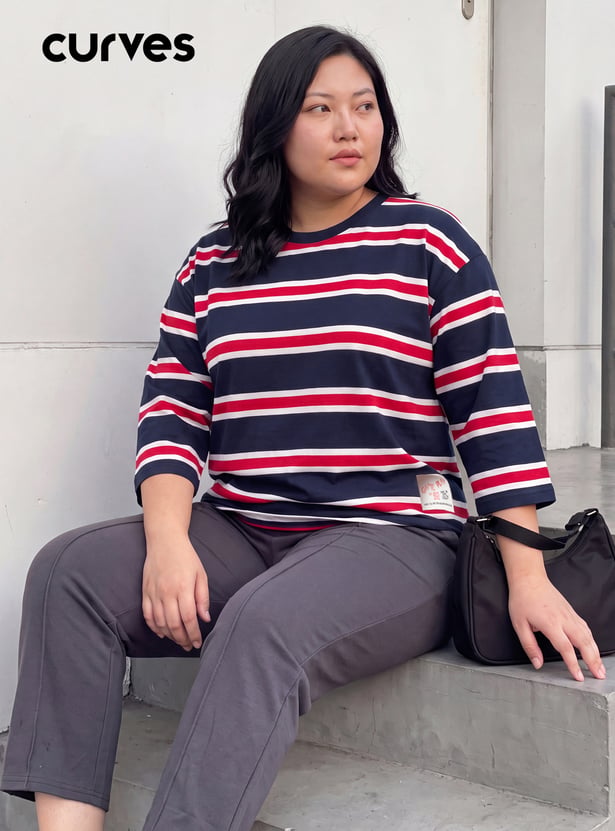 Women Striped Sports T-shirt