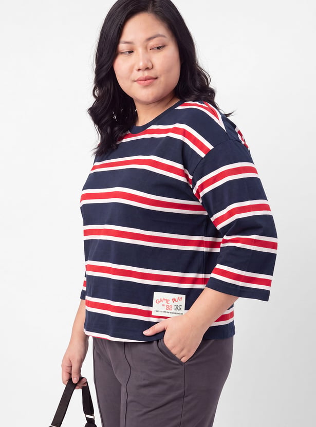 Women Striped Sports T-shirt