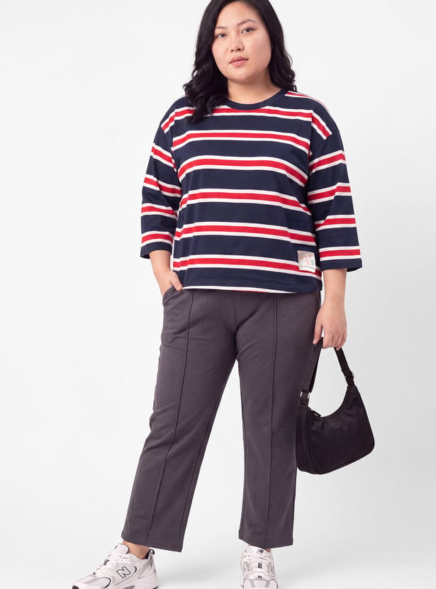 Women Striped Sports T-shirt