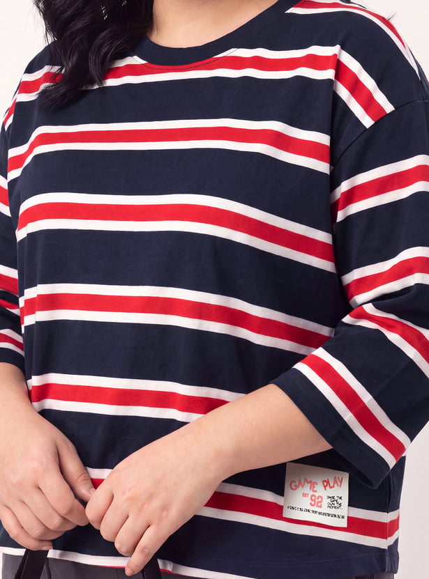 Women Striped Sports T-shirt
