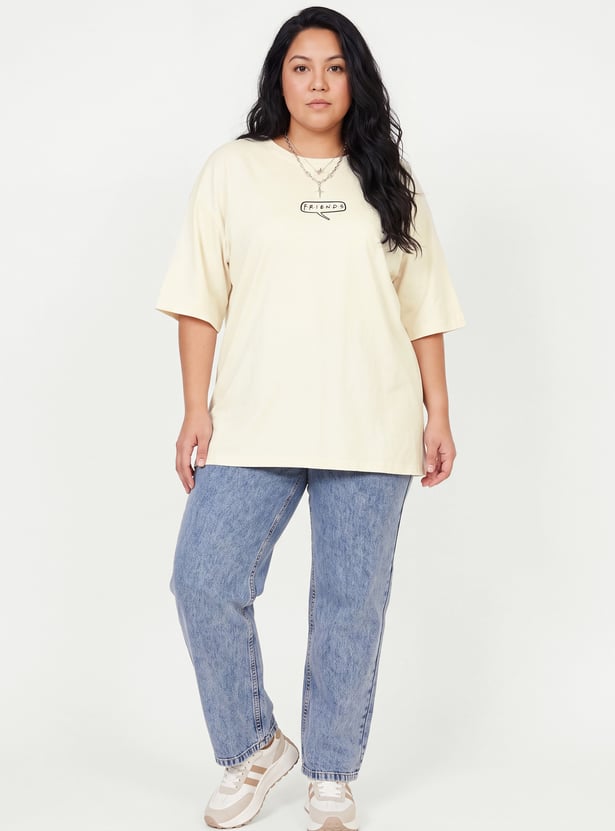 URB_N Women Oversized Friends Printed T-shirt