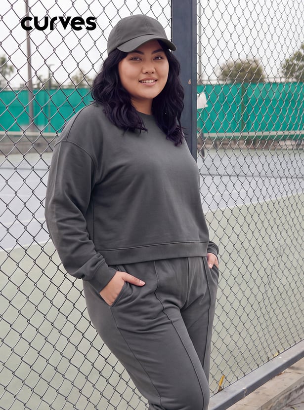 Women Solid Boxy Sports T-shirt