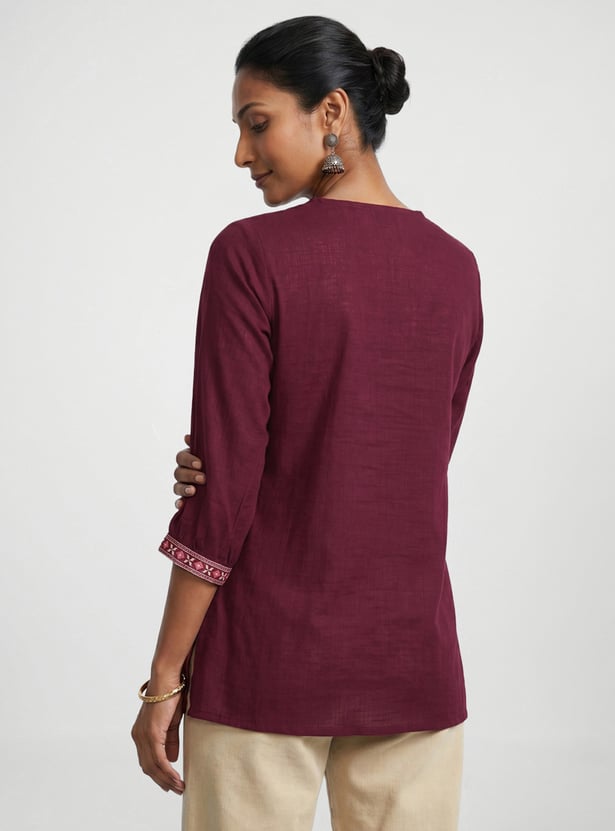 Women Embroidered A-line Kurti