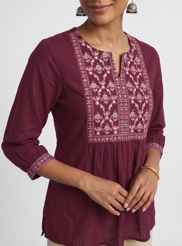 Women Embroidered A-line Kurti
