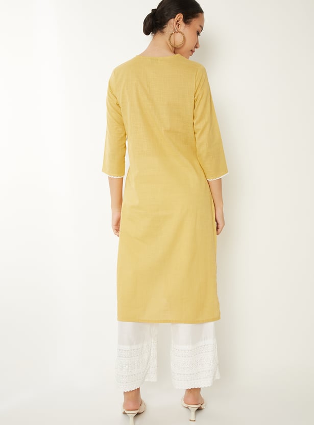 Women Embroidered Straight Kurta