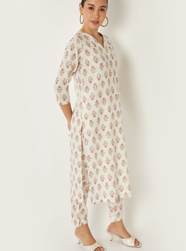 Women Floral Print Straight Kurta Set