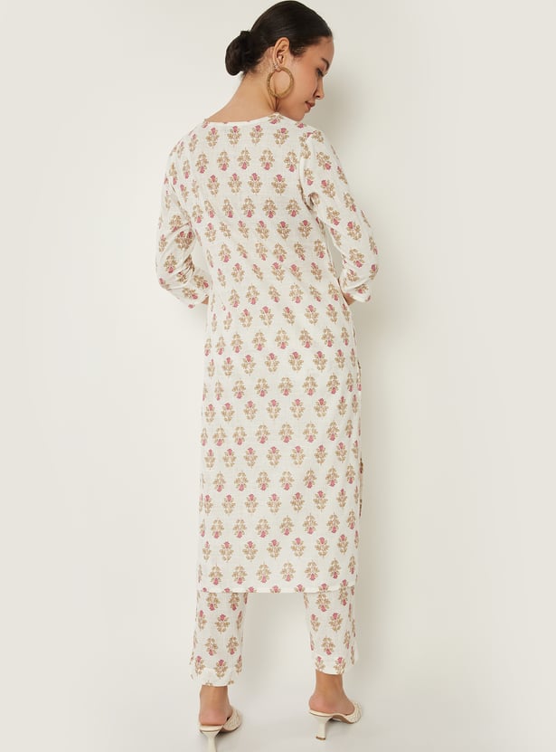 Women Floral Print Straight Kurta Set