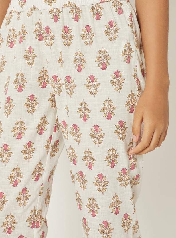 Women Floral Print Straight Kurta Set