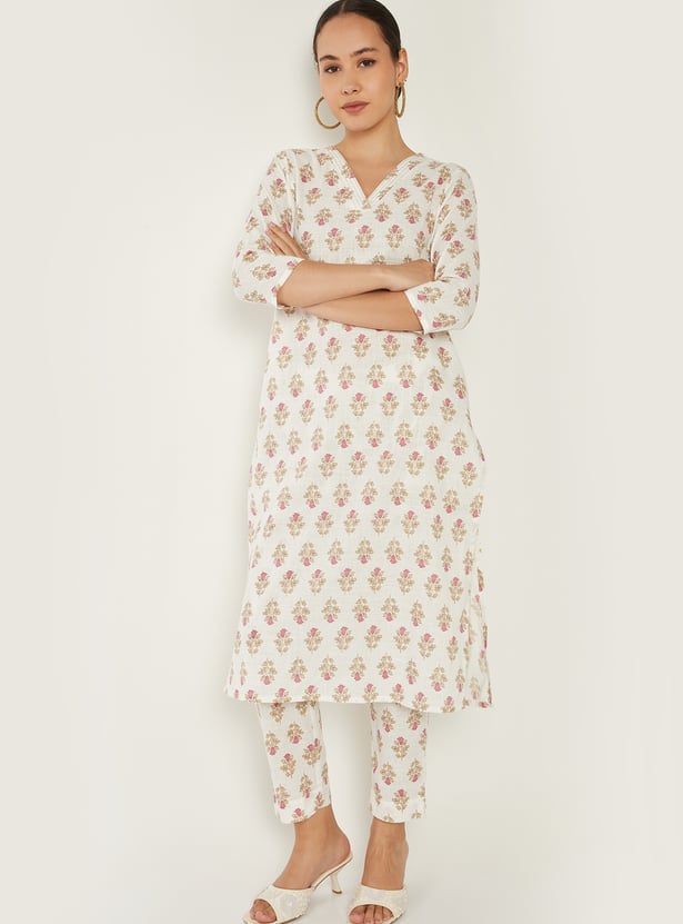 Women Floral Print Straight Kurta Set