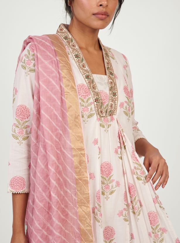 Women Floral Print Anarkali Kurta Set