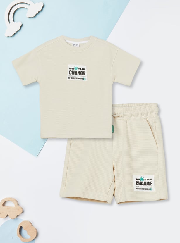 Boys Printed T-shirt with Shorts Set